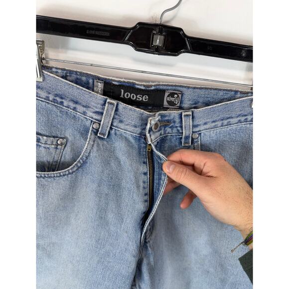 Vintage 90s Levi’s Silvertab Denim Shorts Baggy Distressed Light Wash Size 30 - Picture 12 of 16